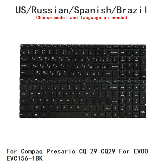 New US Russian Spanish Brazil Language  Keyboard For HP Compaq Presario CQ-29 CQ29 For EVOO EVC156-1BK Replacement Keyboard  HP laptop repair parts