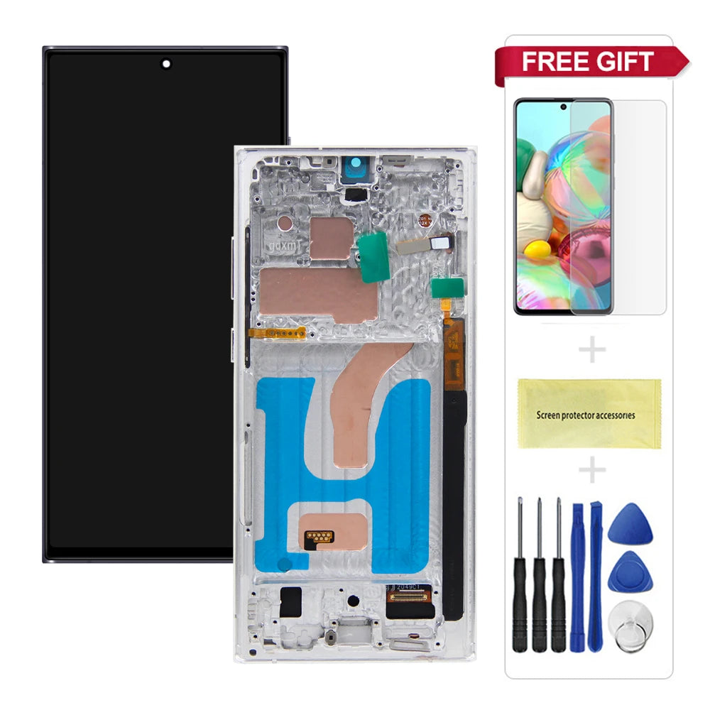6.72'' S22 Ultra Display Screen Replacement for Samsung Galaxy S22 Ultra 5G S908B S908B/DS Lcd Digital Touch Screen With Frame Samsung phone repair parts