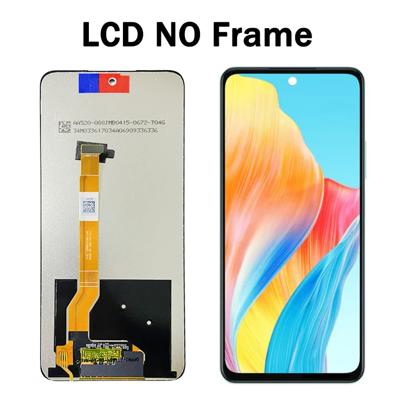 .72'' IPS LCD For Oppo A58 Screen With Frame For Oppo A58 4G LCD CPH2577 Display Screen Touch Panel Digitizer Replacement Oppo phone repair parts Realme phone repair parts