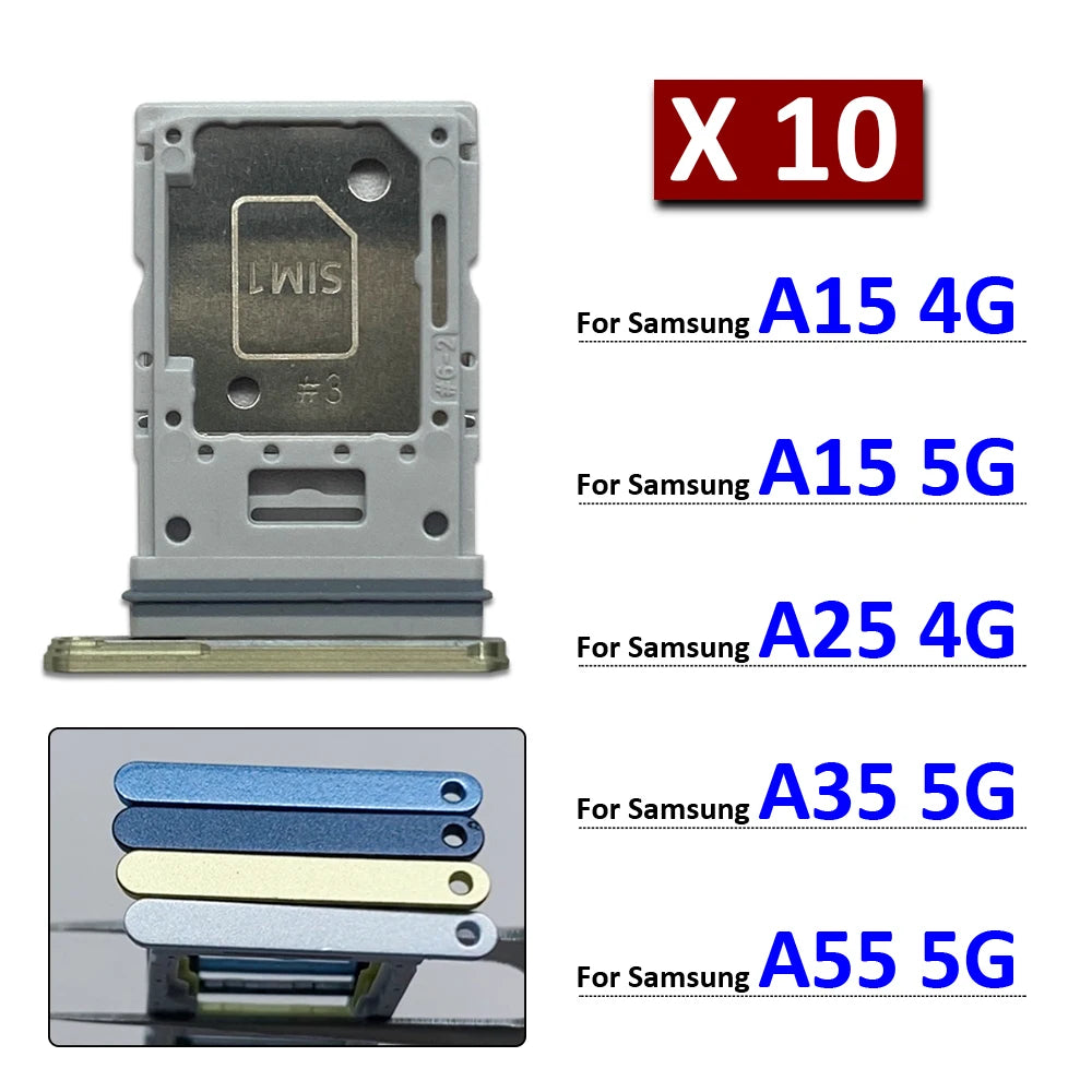 10Pcs, New For Samsung A15 A25 A35 A55 4G 5G SIM Card Slot SD Card Tray Holder Adapter Samsung phone repair parts