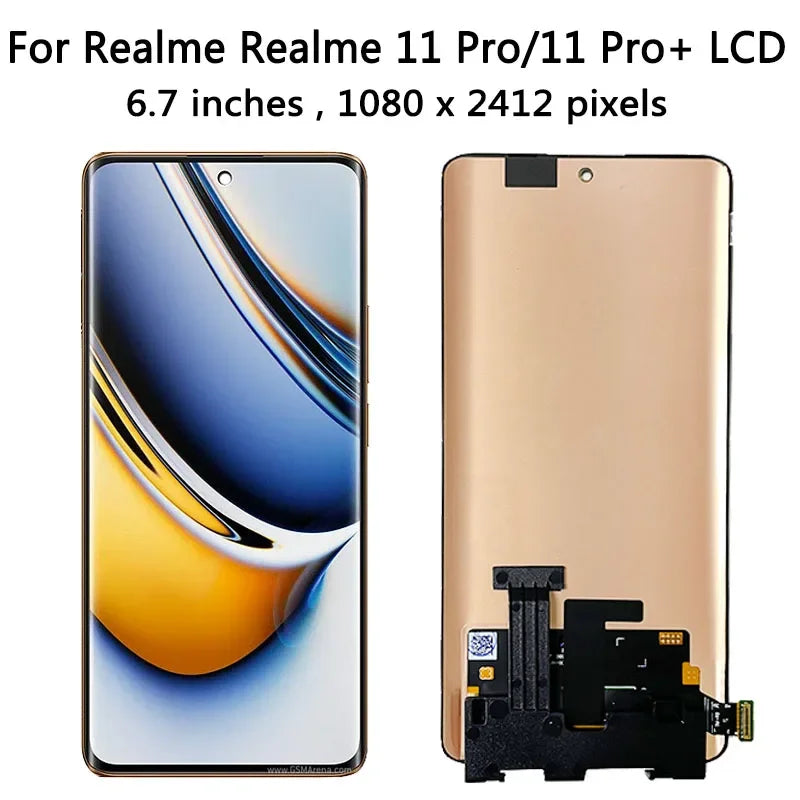 6.7"AMOLED For Realme 11 Pro+ Plus RMX3740 LCD Touch Screen Digitizer Assembly For Realme 11 Pro RMX3771 Display With Frame  Oppo phone repair parts
