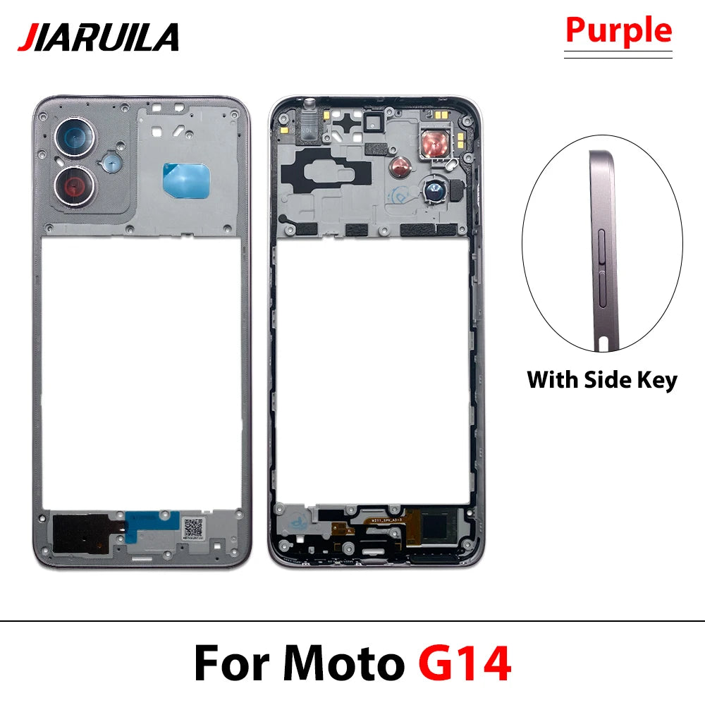 New Middle Frame For Motorola Moto G04 G14 G24 G34 G54 G84 Door Housing Bezel Repair Parts Motorola phone repair parts