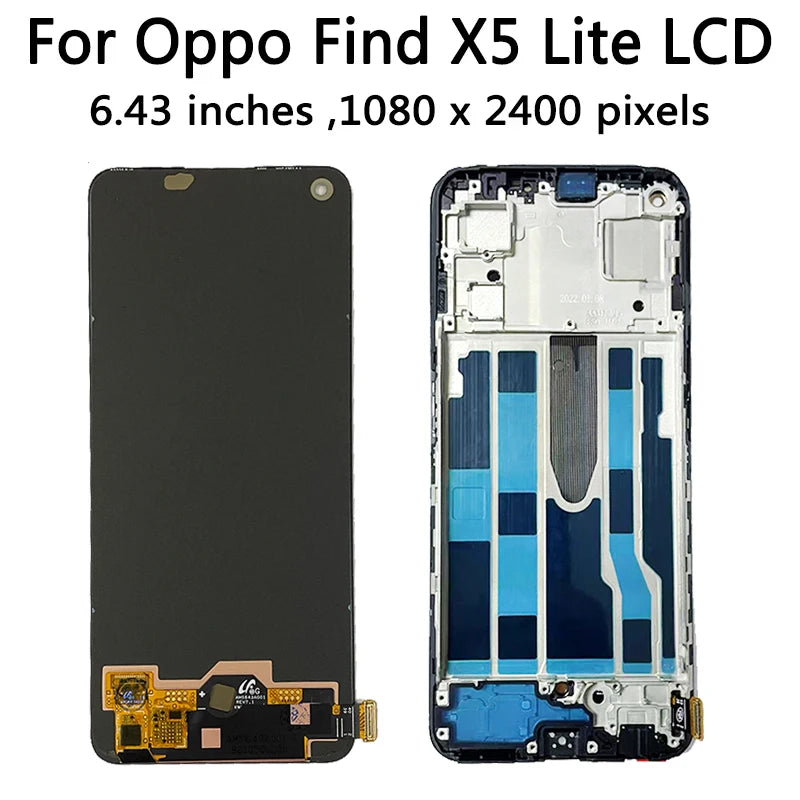 6.43" Screen For Oppo Find X5 Lite LCD CPH2371 Display Touch Screen Digitizer Panel Assembly For Find X5Lite With Fingerprints  Oppo phone repair parts