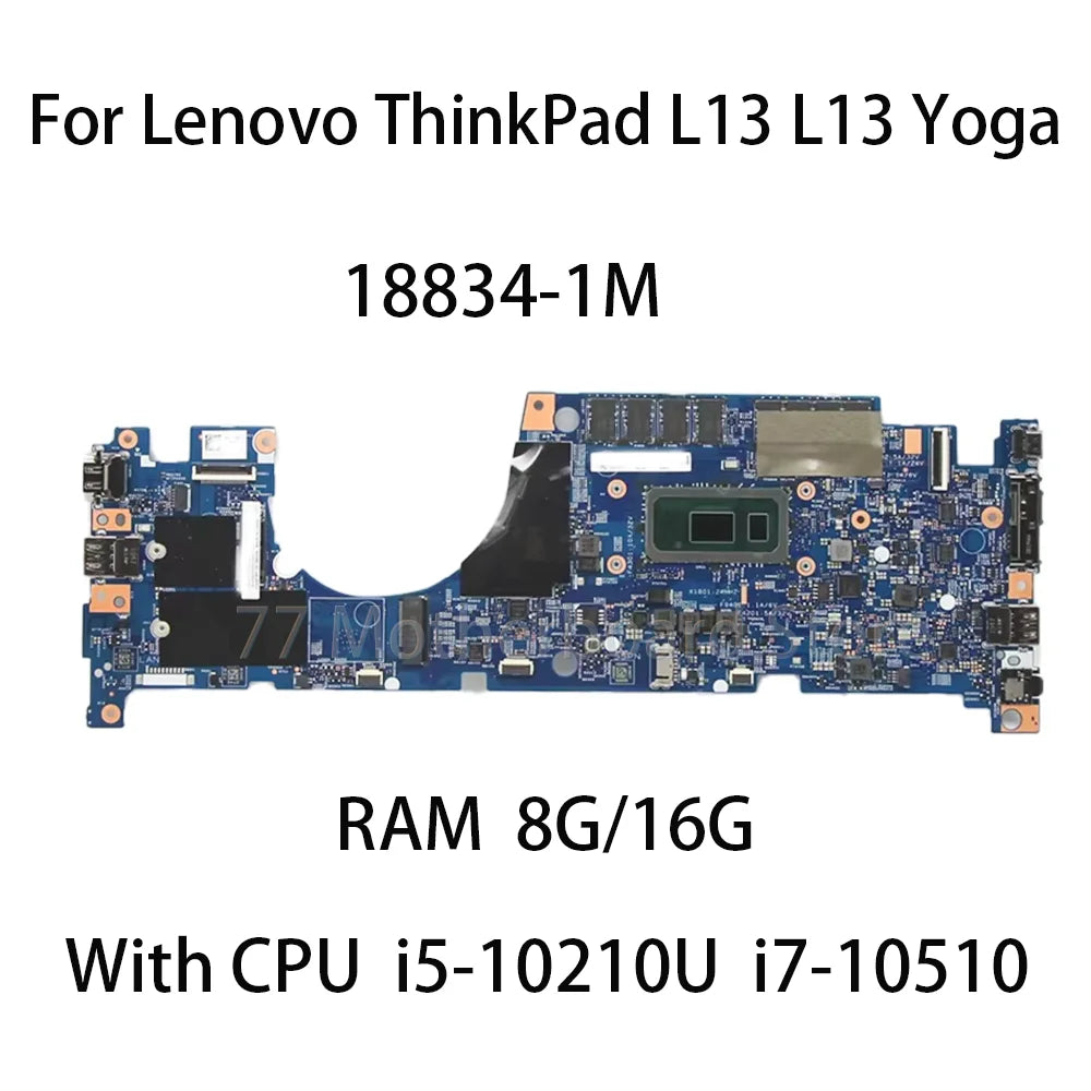 Laptop Motherboard 18834-1M For Lenovo ThinkPad L13 L13 Yoga With CPU i5-10210U i7-10510U RAM 8G 16G FRU 5B20S72246 5B20S72247 Lenovo laptop repair parts