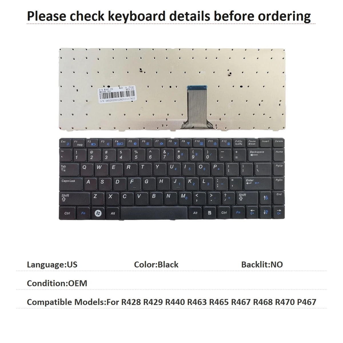 New US Russian Spanish Arab Language  Keyboard For Samsung R428 R429 R440 R463 R465 R467 R468 R470 P467 Replacement Keyboard SAMSUNG laptop repair parts