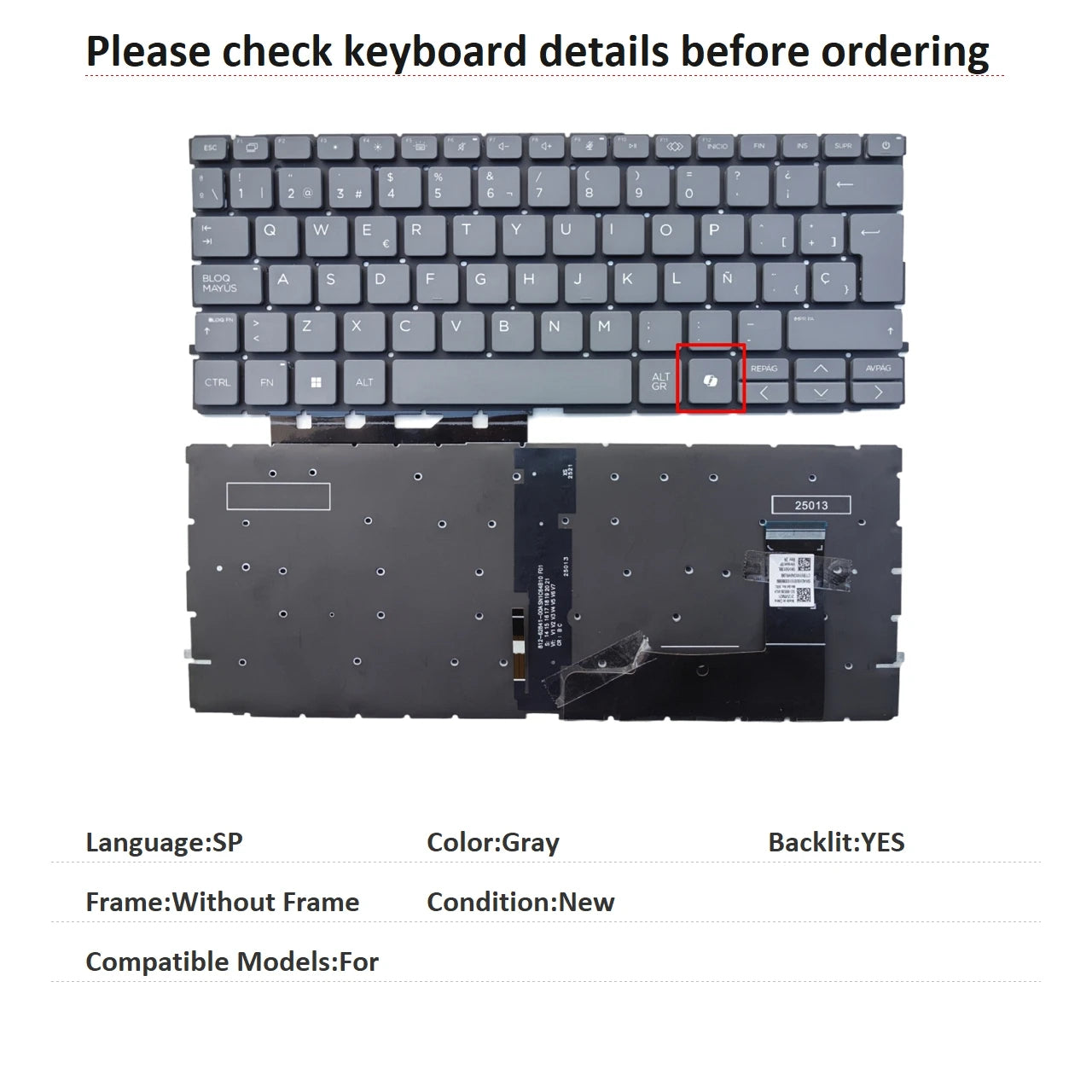 New US Spanish Latin UK Language  Backlit Keyboard For HP  Notebook PC Replacement Keyboard  HP laptop repair parts