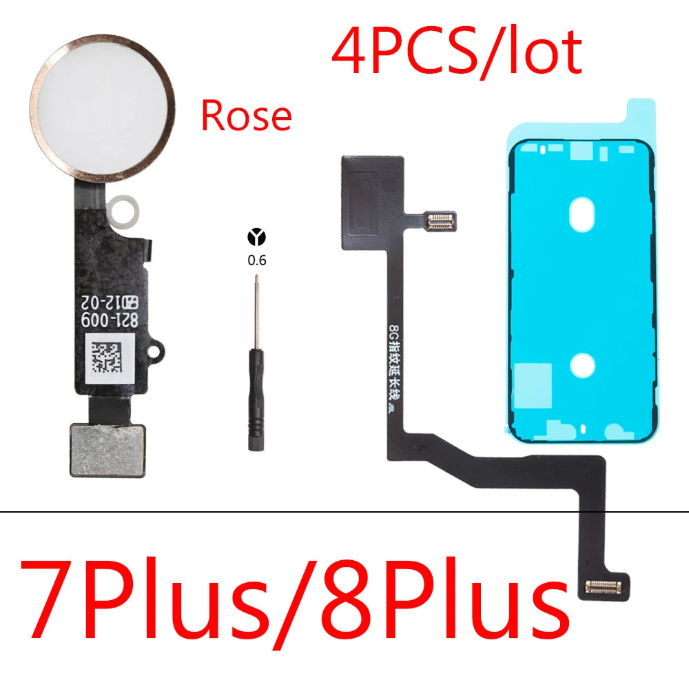 1set For iPhone 7 8 Plus Waterproof+ Universal Home Button + Home Touch ID Return Fingerprint Button Motherboard Connector Flex iPhone phone repair parts