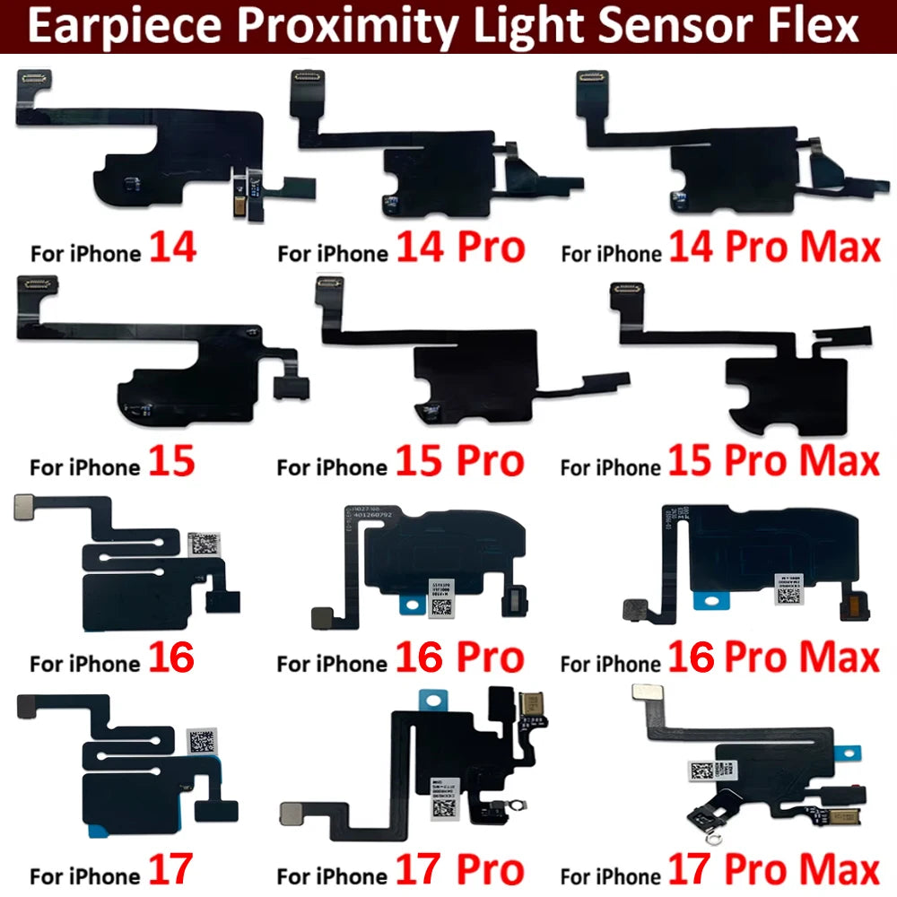 New For iPhone 13 14 15 16 17 Pro Max Front Ear Earpiece Speaker Proximity Light Sensor Flex Ribbon Cable iPhone phone repair parts