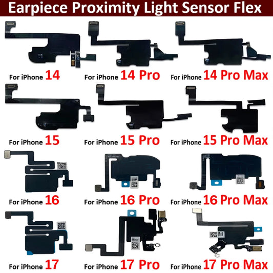 New For iPhone 13 14 15 16 17 Pro Max Front Ear Earpiece Speaker Proximity Light Sensor Flex Ribbon Cable iPhone phone repair parts