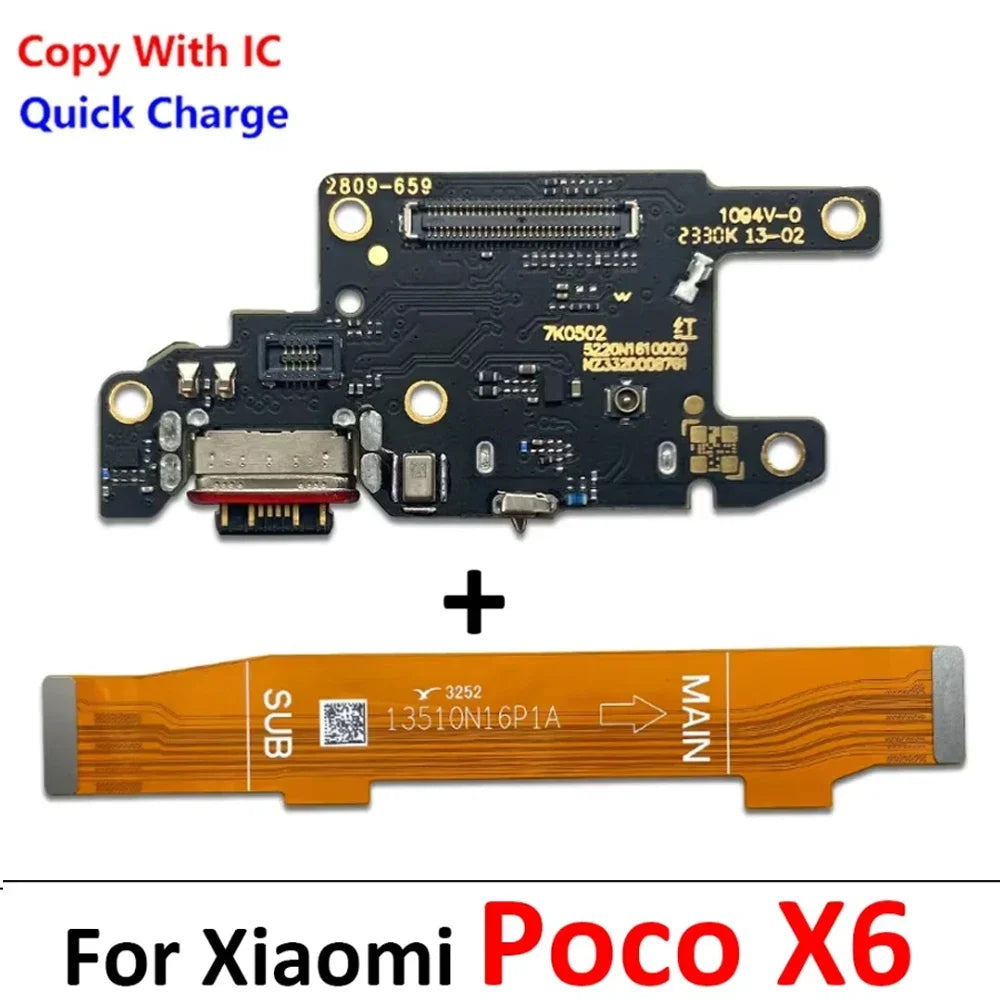 Dock Connector Micro USB Charger Charging Port Microphone Main Board Flex Cable For XIaomi Poco X5 X6 X7 F5 F6 F7 Pro 4G 5G  Xiaomi  Xiao mi phone repair parts