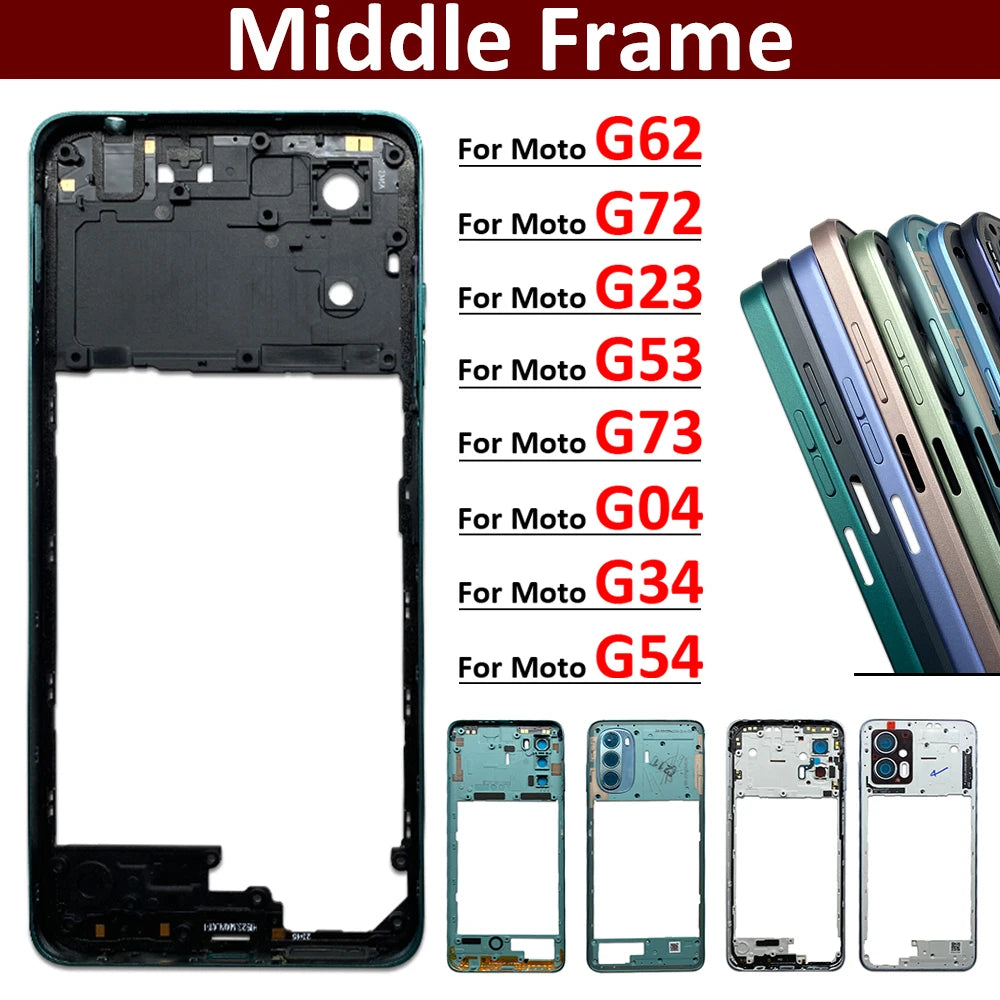 New Middle Frame Holder Housing Bezel Plate For Motorola Moto G04 G23 G34 G53 G54 G62 G72 G73 5G Replacement Repair Parts Motorola phone repair parts