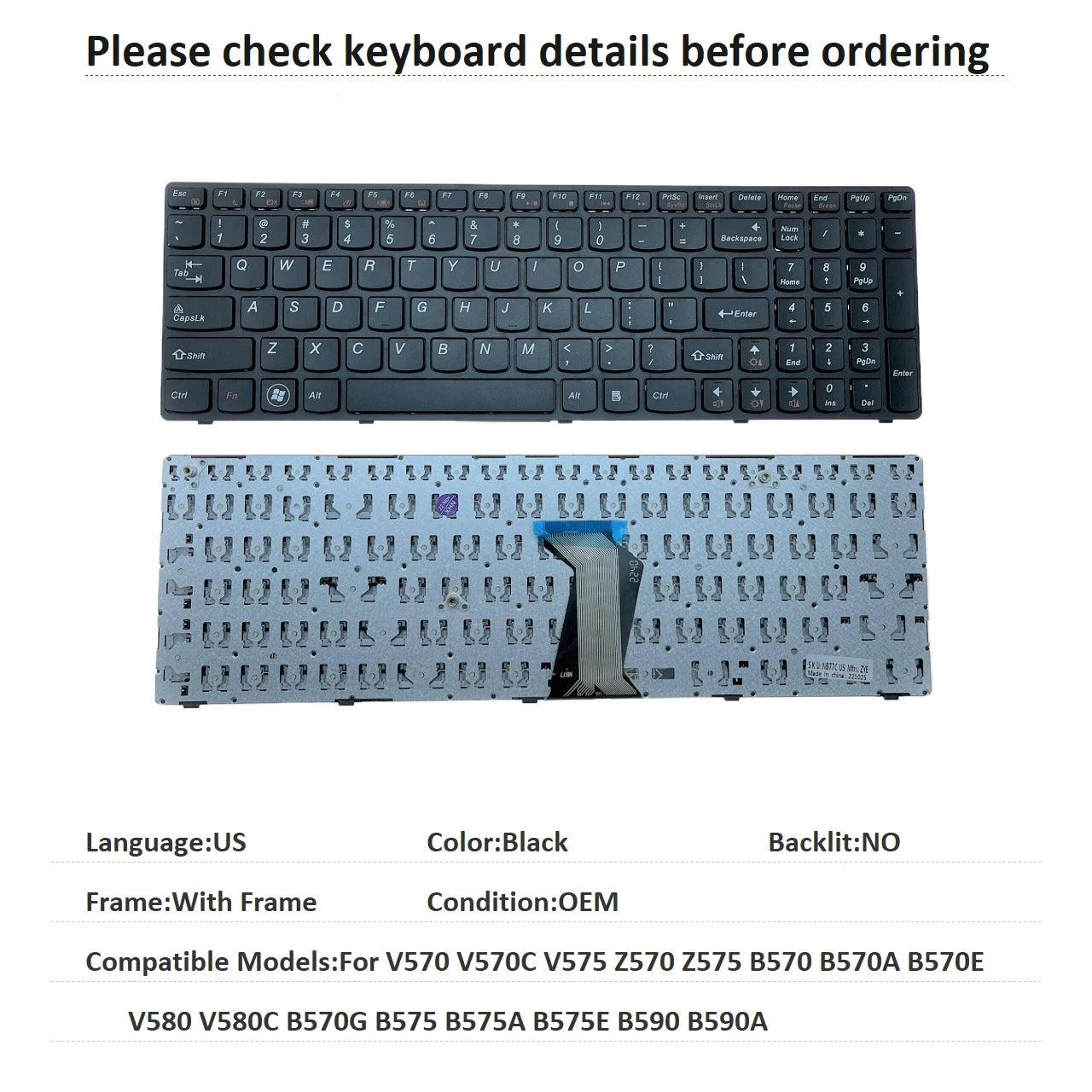 US RU SP AR BR Keyboard For Lenovo V570 V570C V575 Z570 Z575 B570 B570A B570E V580 V580C B570G B575 B575A B575E B590 B590A Lenovo laptop repair parts