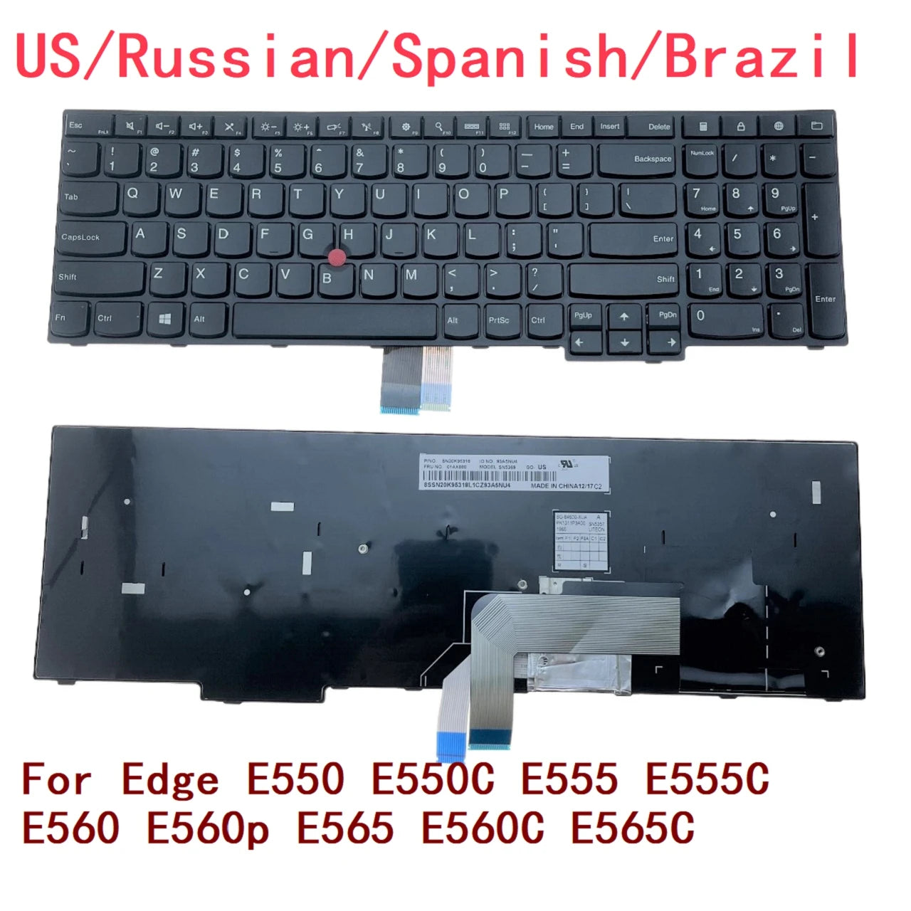 New US Russian Spanish Brazil Laptop Keyboard For Lenovo Thinkpad Edge E550 E550C E555 E555C E560 E560p E565 E560C E565C 01AX880 Lenovo laptop repair parts