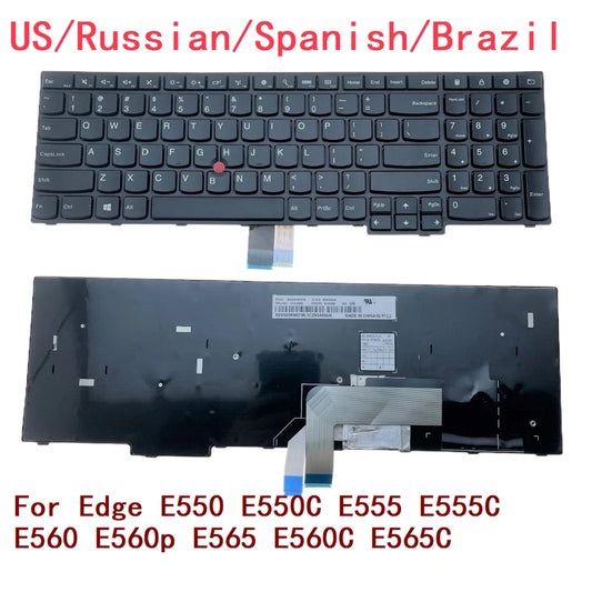 New US Russian Spanish Brazil Laptop Keyboard For Lenovo Thinkpad Edge E550 E550C E555 E555C E560 E560p E565 E560C E565C 01AX880 Lenovo laptop repair parts