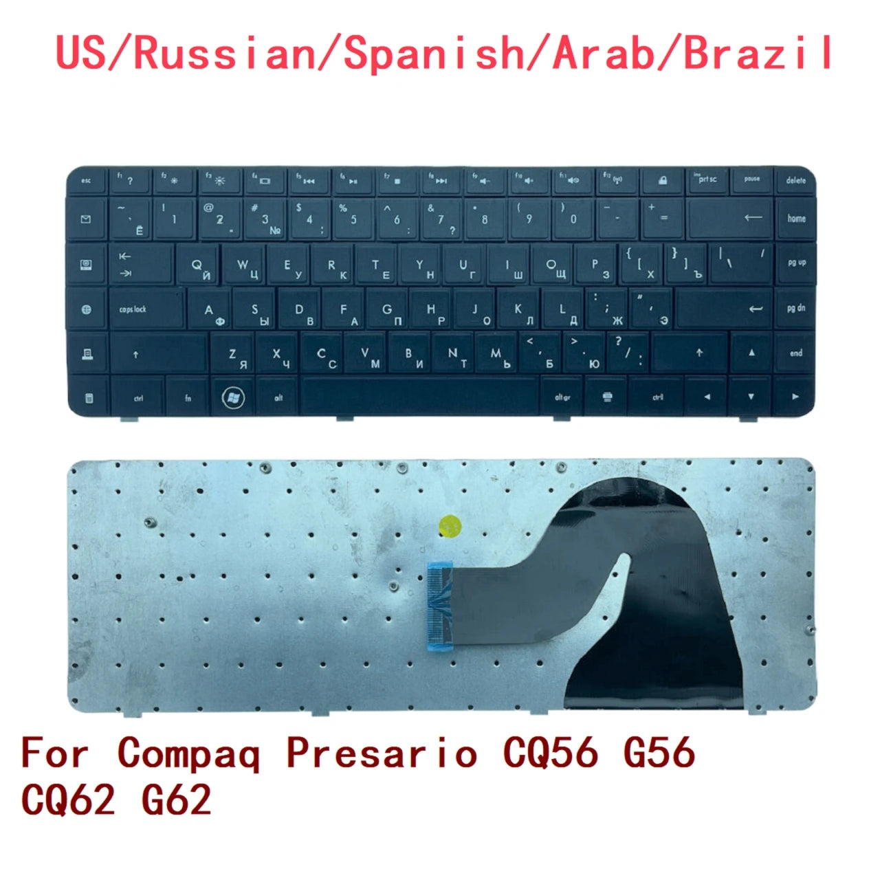 New US Russian Spanish Arab Brazil Laptop Keyboard For HP Compaq Presario CQ56 G56 CQ62 G62 Notebook PC Replacement HP laptop repair parts