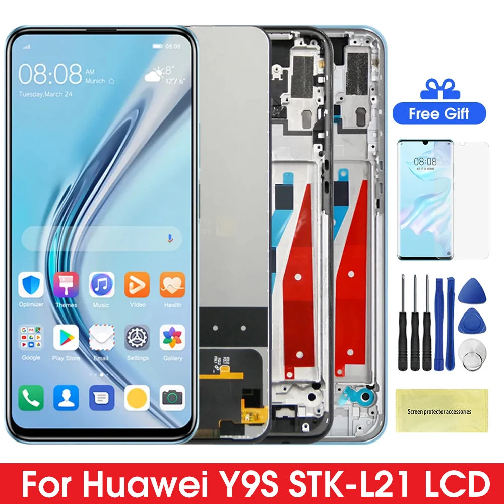 Y9S Screen Replacement for Huawei Y9S STK-L21 LCD Display Digital Touch Screen With Frame for Huawei P Samrt Pro Screen Assembly HUAWEI phone repair parts
