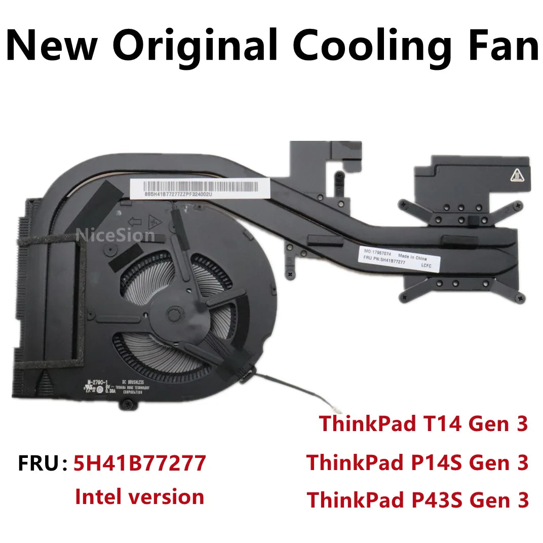 New Original For Laptop Lenovo Thinkpad T14 Gen3 P14s Gen3 CPU Cooling Fan Heatsink Cooler Dis FRU PN:5H41B77271/4/5H41B77277 Lenovo laptop repair parts