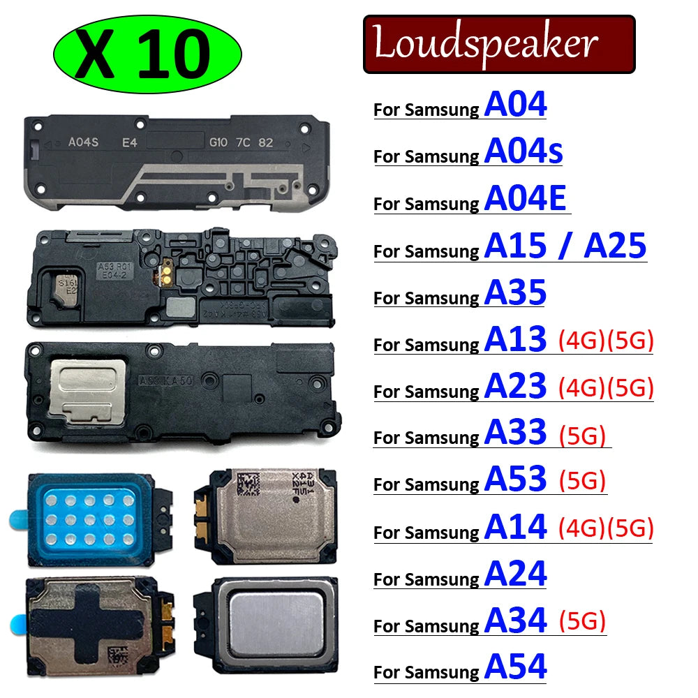 10Pcs, Buzzer Ringer Loud Speaker Loudspeaker Flex Cable For Samsung A04 A04s A04E A05 A15 A13 A23 A33 A53 A14 A24 A34 A54 4G 5G Samsung phone repair parts