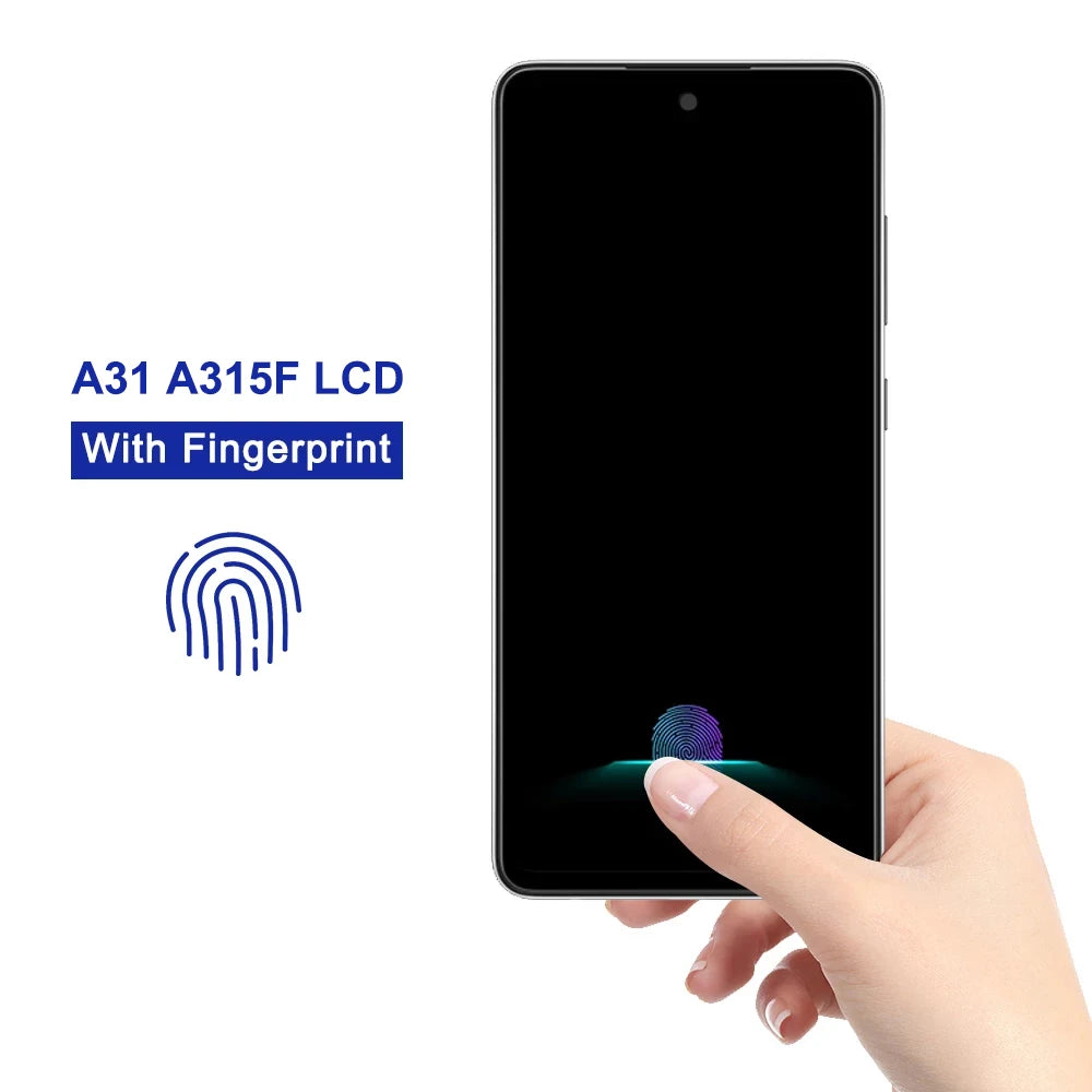 AMOLED A315 Screen, for Samsung Galaxy A31 A315 A315F 315F/DS Lcd Display Digital Touch Screen with Frame with Fingerprints Samsung phone repair parts