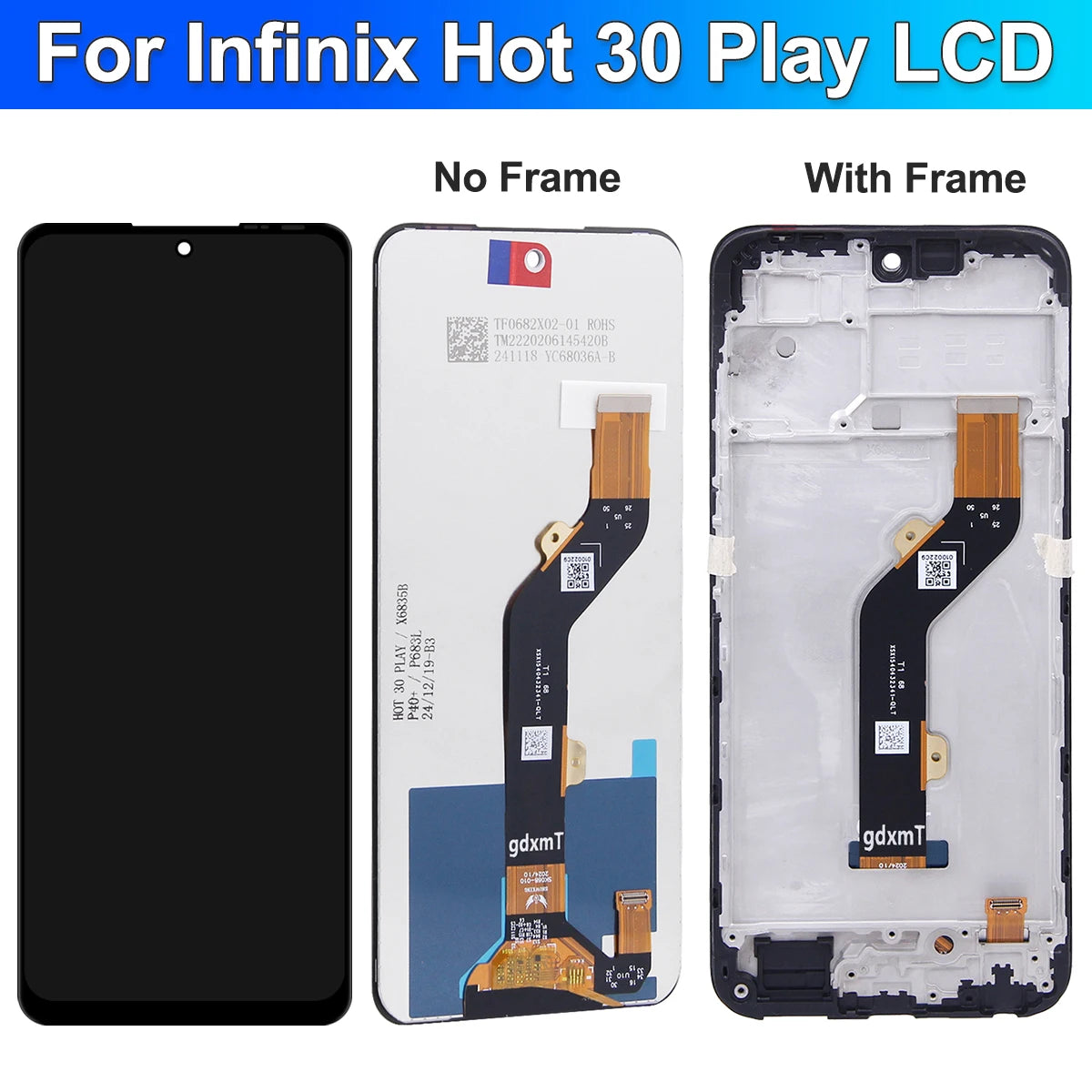 For Infinix Hot 30 Play NFC LCD X6835 X6835B Display Touch Hot 30 Play Digitizer Assembly LCD Display Screen 100% Tested Infinix phone repair parts