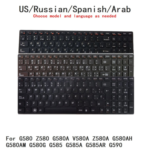 New US Russian Spanish Arab Language  Keyboard For Lenovo G580 Z580 G580A V580A Z580A G580AH G580AM G580G G585 G585A G585AR G590 Lenovo laptop repair parts