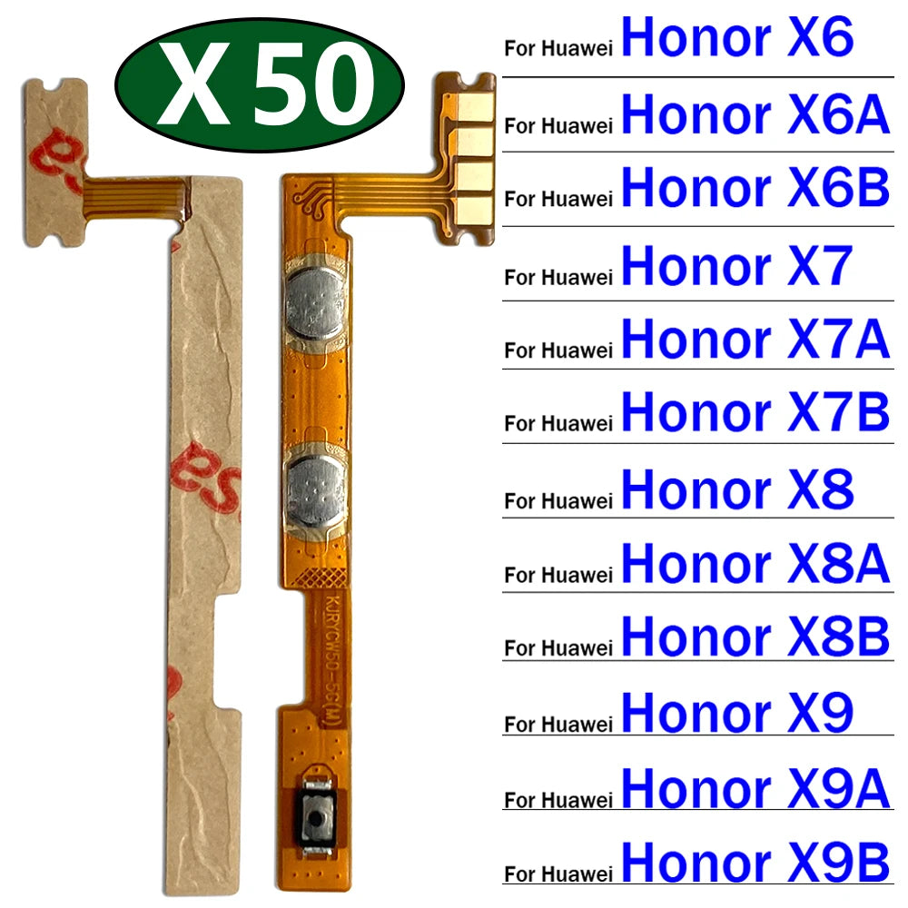 50Pcs, Power On Off Volume Side Button Key Flex Cable For Huawei Honor X5 X6 X6s X6A X6B X7 X7A X7B X8 X8A X8B X9 X9A X9B 4G 5G Huawei phone repair parts
