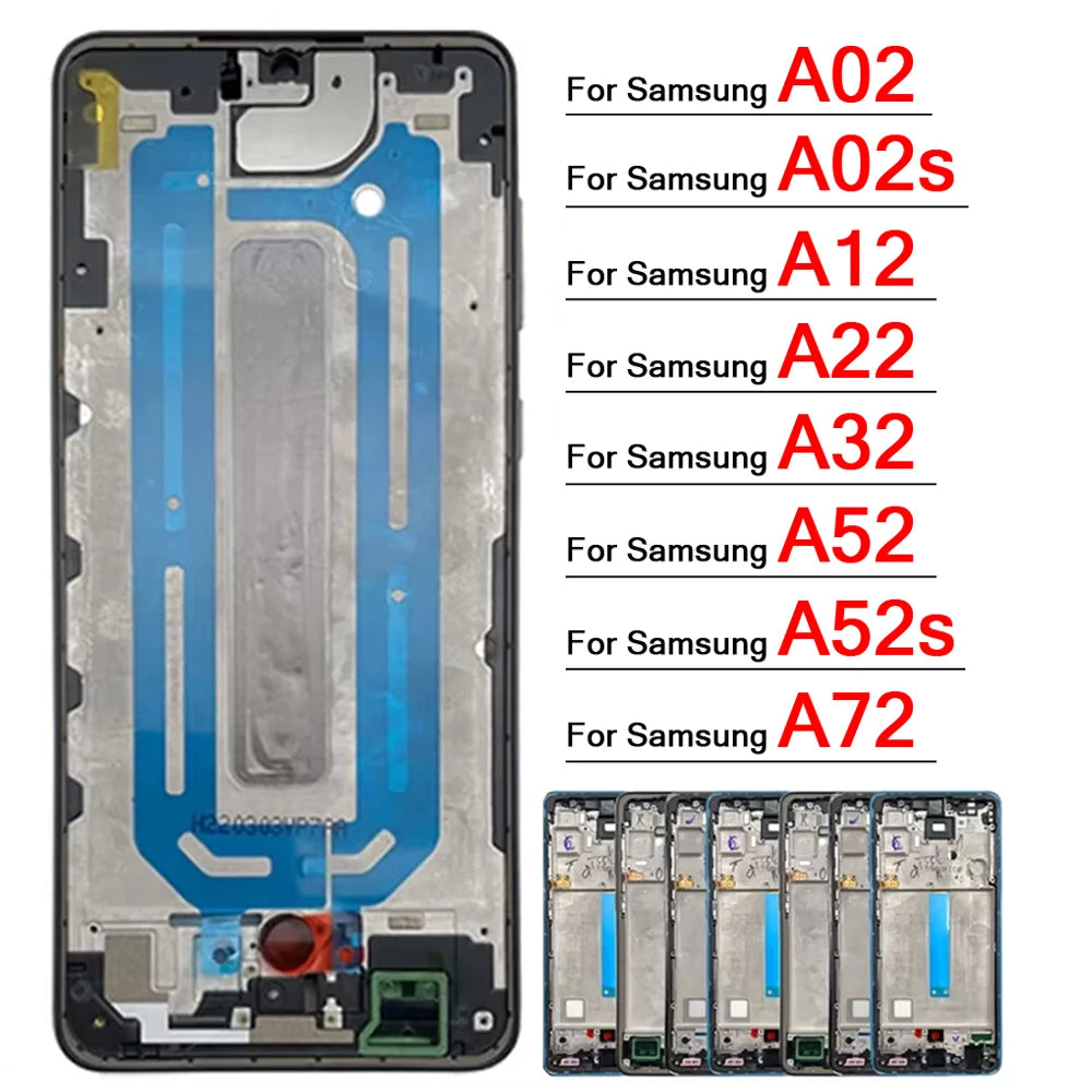 New Front Housing LCD Display Frame For Samsung A02 A02s A12 A22 A32 A52 A52s A72 4G 5G Housing Middle Frame Bezel Plate Cover Samsung phone repair parts