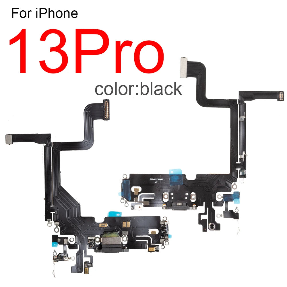 1Pcs Charging Port Flex Cable for iPhone 15 Pro Max 13 14 Plus 12 mini USB Charger Dock Connector With Microphone Ribbon Repair iPhone phone repair parts