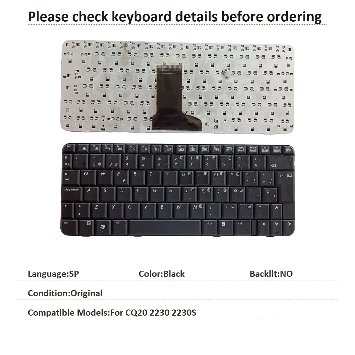 New UI Spanish Language  Keyboard For HP CQ20 2230 2230S Notebook PC Replacement Keyboard  HP laptop repair parts