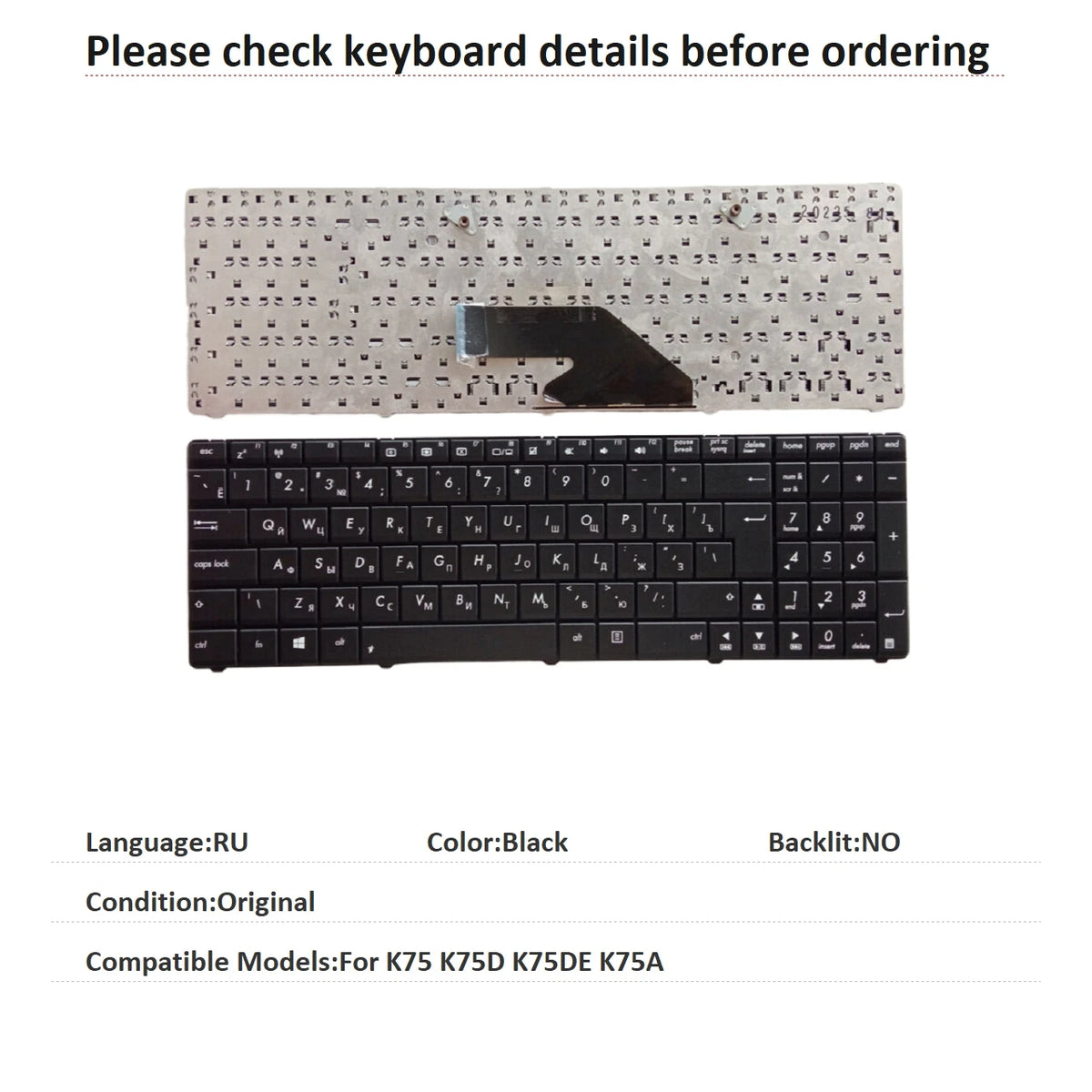New UI Russian Language  Keyboard For ASUS K75 K75D K75DE K75A Notebook PC Replacement Keyboard ASUS laptop repair parts
