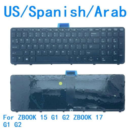 New US Spanish Arab Language  Backlit Keyboard For HP ZBOOK 15 G1 G2 ZBOOK 17 G1 G2 Notebook PC Replacement Keyboard  HP laptop repair parts