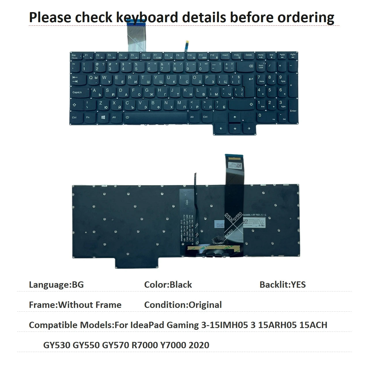 US RU SP PT TW RGB Keyboard For Lenovo IdeaPad Gaming 3-15IMH05 3 15ARH05 15ACH GY530 GY550 GY570 R7000 Y7000 2020 Lenovo laptop repair parts
