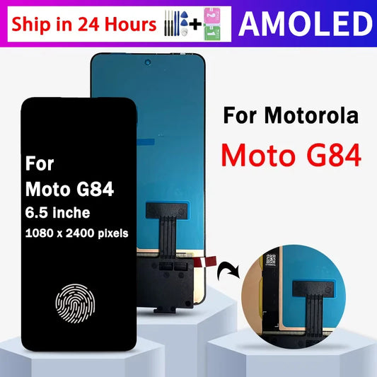 6.5' AMOLED for Motorola Moto G84 LCD Display with Touch Screen Digitizer Assembly for Moto G84 LCD with Fingerprints Frame Motorola phone repair parts
