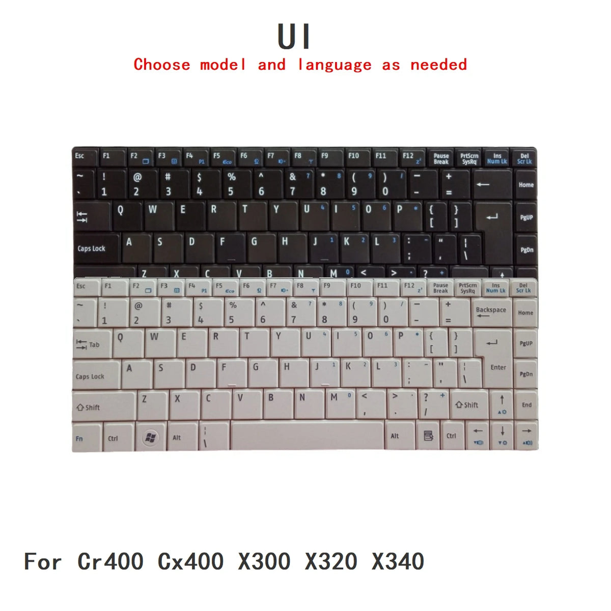 New UI Language  Keyboard For MSI Cr400 Cx400 X300 X320 X340 Notebook PC Replacement Keyboard MSI laptop repair parts