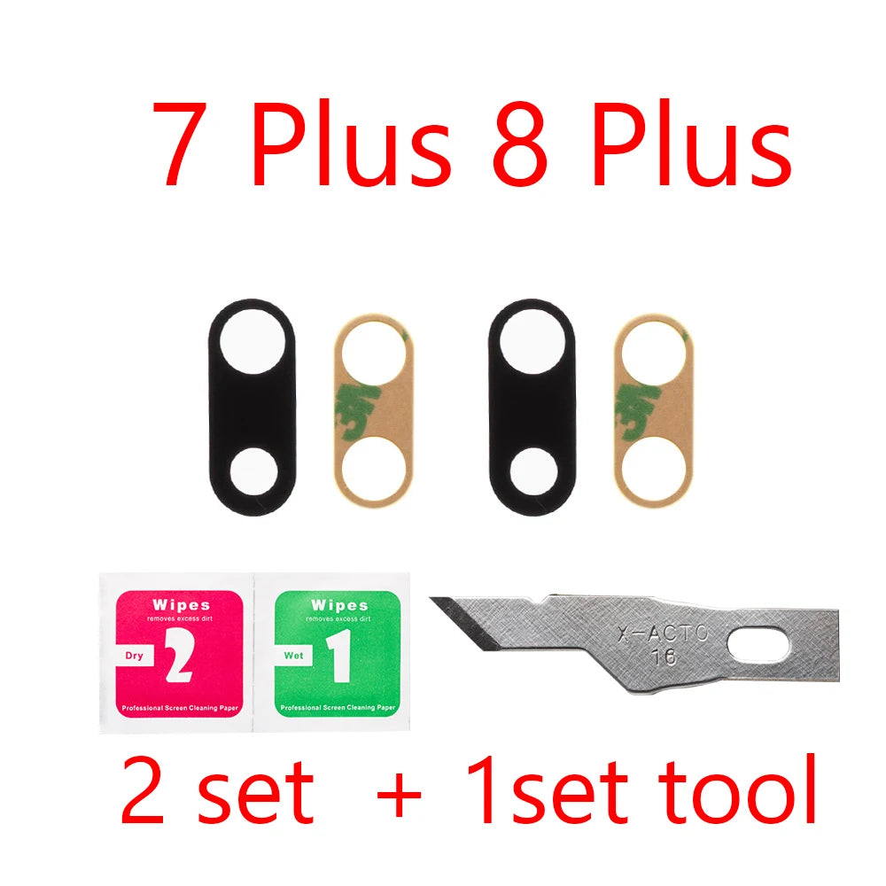 2set For iPhone 13 Pro Max 12 11 14 ProMax Mini XR XS XSMax  Back Rear camera Glass lens with sticker adhesive Replacement iPhone phone repair parts