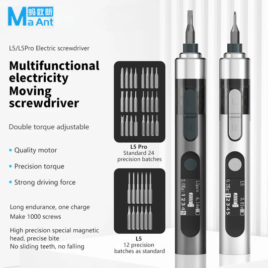 MaAnt L5/L5 Pro Torque Electric Screwdriver Wrench With Strong Magnetic Adsorption Bits For Mobile Phone Disassembly Repair Tool Professional Repair Tools