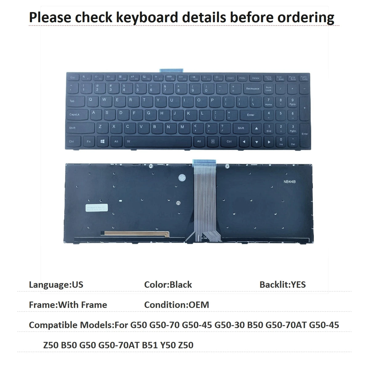US UI Russian Spanish Backlit Keyboard For Lenovo G50 G50-70 G50-45 G50-30 B50 G50-70AT G50-45 Z50 B50 G50 G50-70AT B51 Y50 Z50 Lenovo laptop repair parts