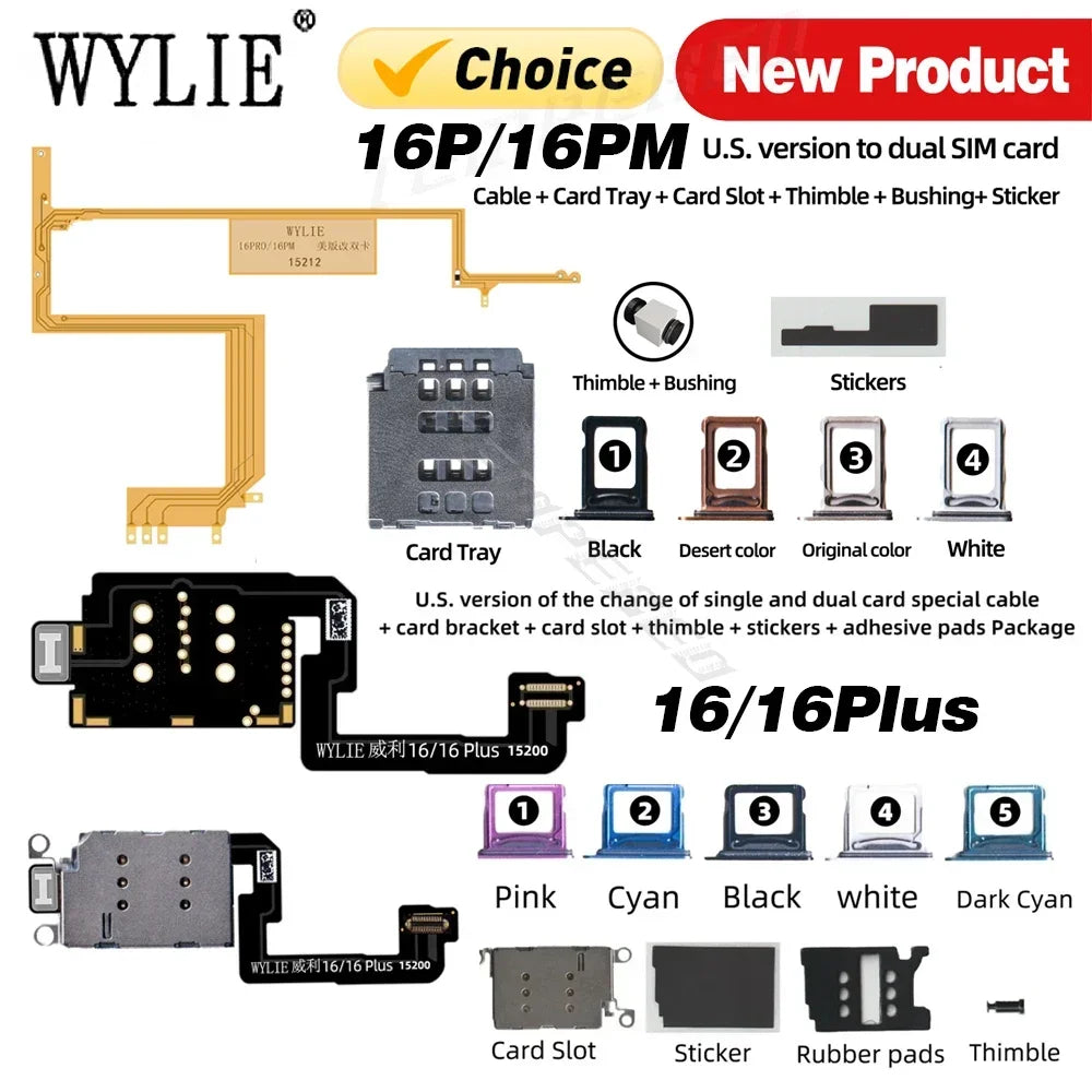 WYLIE Dual Card Change to Single Card Cable for IPHONE 14/15 16Pro Max Series eSIM to SIM No Need Separation No Damage Flex Part Professional Repair Tools