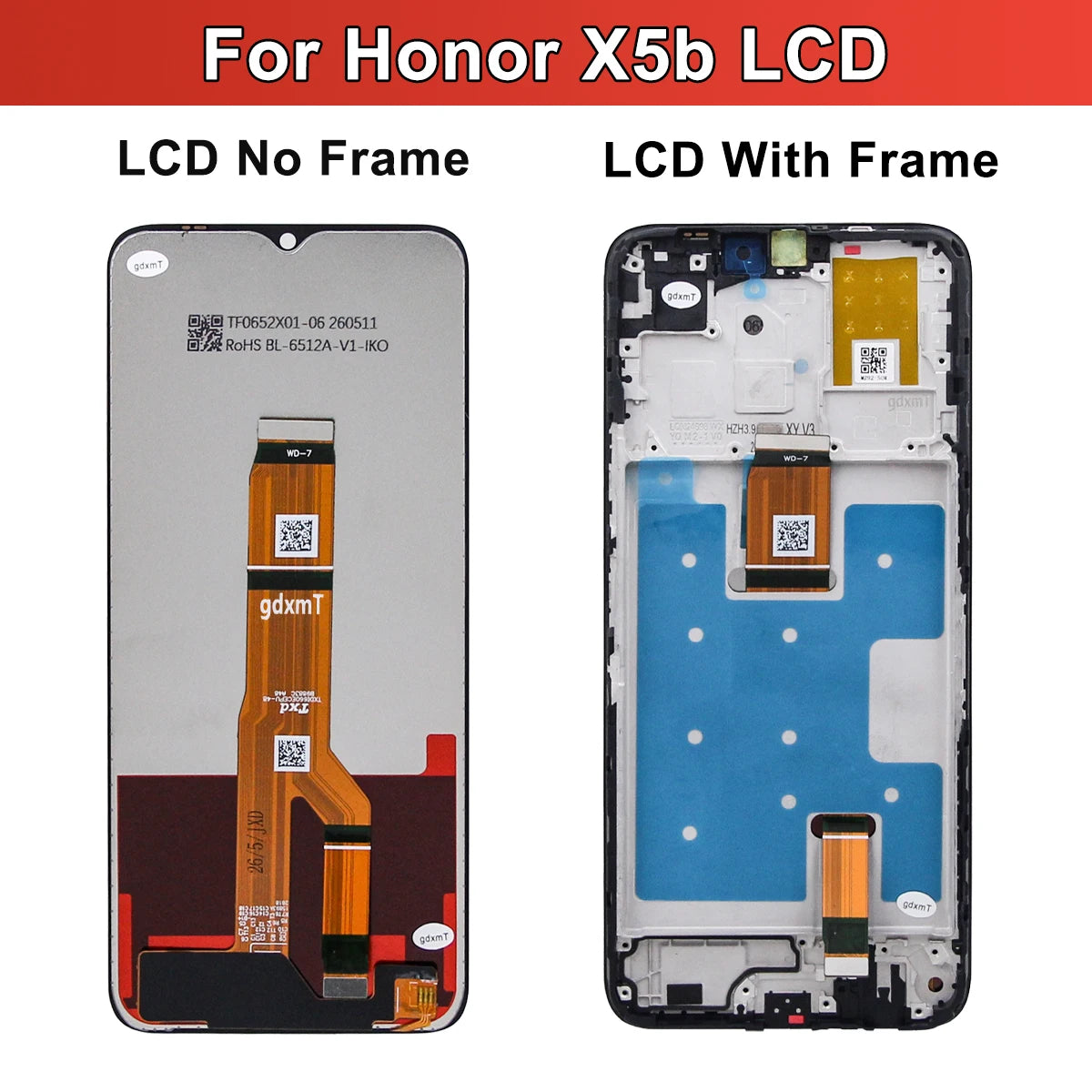 6.56'' Screen For Huawei Honor X5b LCD Display With Frame Screen Touch Panel Digitizer For Honor X5B Plus Display Screen HUAWEI phone repair parts
