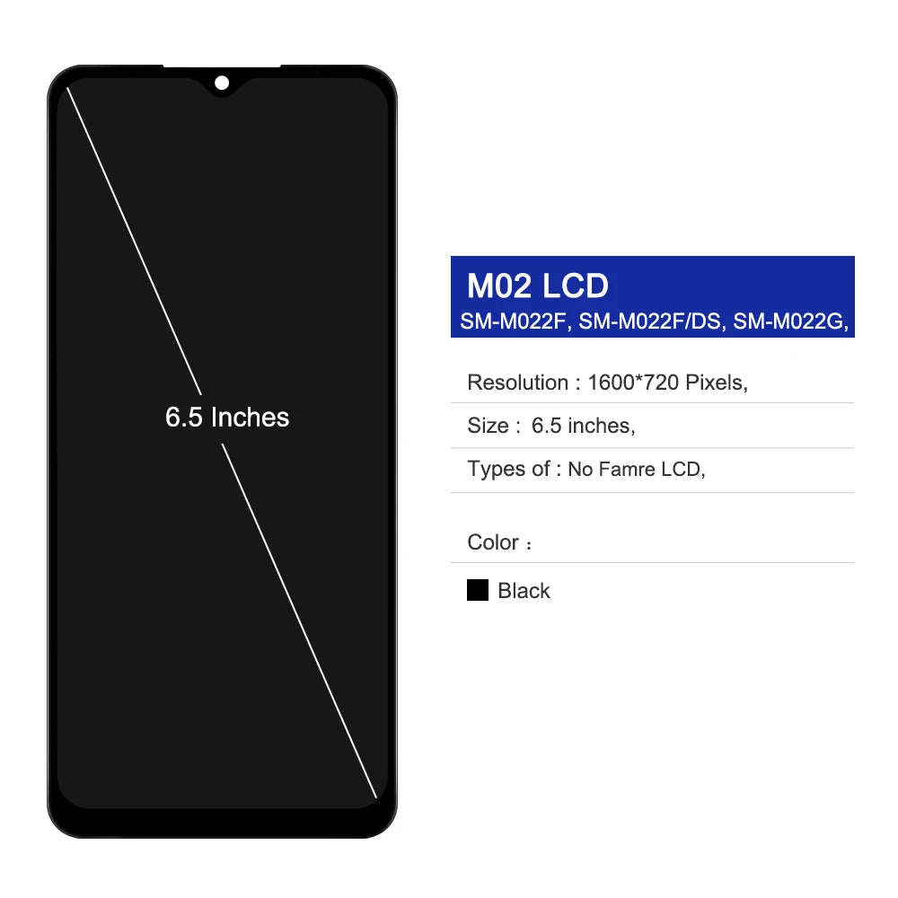 for Samsung M02 Screen Replacement, Samsung Galaxy M02 M022 M022F M022F/DS Lcd Display Digital Touch Screen Assembly with Frame Samsung phone repair parts