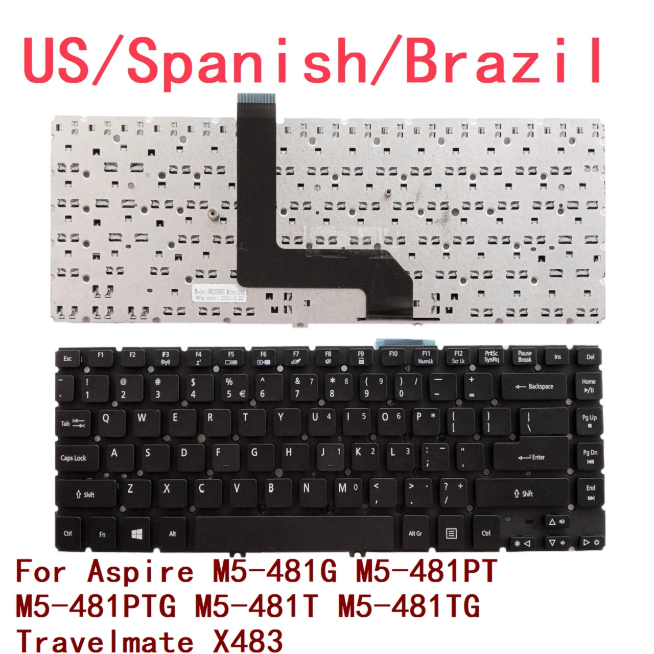 New US Spanish Brazil Laptop Keyboard For Acer Aspire M5-481G M5-481PT M5-481PTG M5-481T M5-481TG Travelmate X483 Acer laptop repair parts