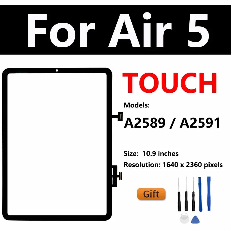 OEM LCD For Apple iPad Air 1 2 3 4 5 2019 2020 2022 A2324 A2123 A2591 A2072 A2152 Touch Screen Display Assembly Replacement  iPad repair parts