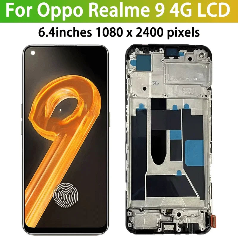 100% Tested 6.4" For Oppo Realme 9 Realme9 4G LCD Display Touch Screen Digiziter Assembly RMX3521 Display Replacement Oppo phone repair parts Realme phone repair parts