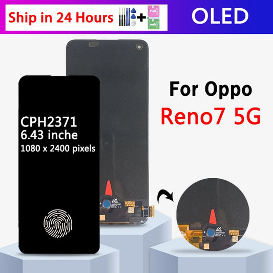 Super AMOLED For Oppo Reno7 5G CPH2371 LCD Reno 7 5G Display LCD Display With Frame Touch Screen Digitizer Assembly Parts  Oppo phone repair parts