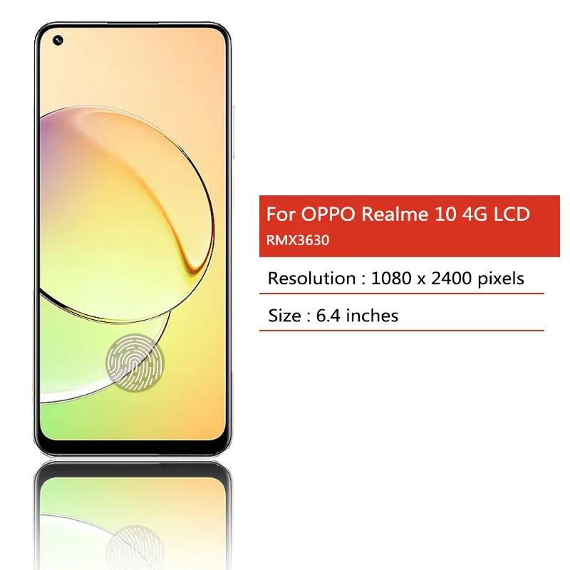 Super AMOLED Screen For Oppo Realme 10 4G RMX3630 LCD Display With Touch Screen Digitizer Panel For Realme 10 Realme10 LCD Frame Oppo phone repair parts Realme phone repair parts