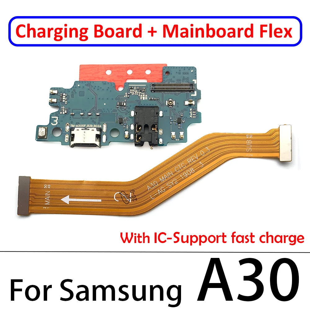 10Pcs USB Charging Board Port Connector Main Board Flex Cable For Samsung A10 A20 A30 A50 A70 A10s A20s A21s A30s A50s A31 A51 Samsung phone repair parts