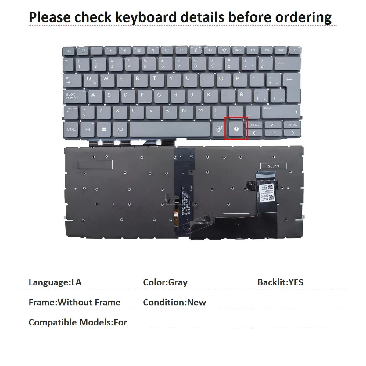 New US Spanish Latin UK Language  Backlit Keyboard For HP  Notebook PC Replacement Keyboard  HP laptop repair parts