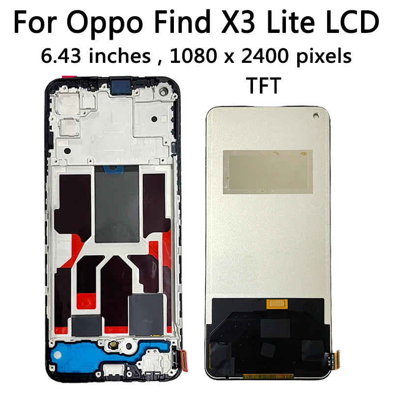 6.43“AMOLED X3Lite Display For Oppo Find X3 Lite CPH2145 LCD Display Touch Panel Screen Digitizer Assembly Replacement Oppo phone repair parts Realme phone repair parts