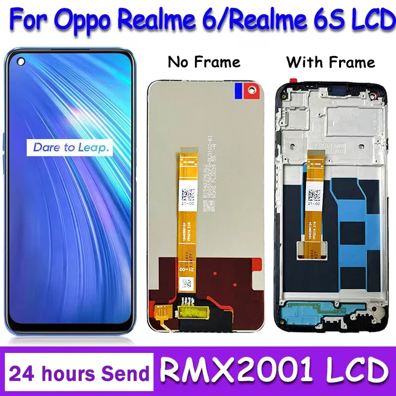 6.5" Tested Display For Oppo Realme 6 RMX2001 Lcd Display Touch Screen Digitizer Assembly with Frame For Realme 6s RMX2002 LCD  Oppo phone repair parts