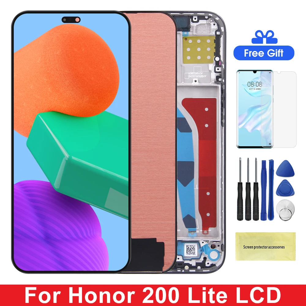 6.7'' LCD For Honor 200 Lite Display Touch Screen Digitizer Assembly Parts with frame For Honor 200 Lite Screen Replacement Honor phone repair parts
